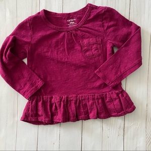 🌟4/$15🌟 EUC Carter’s Long Sleeve Ruffle Shirt